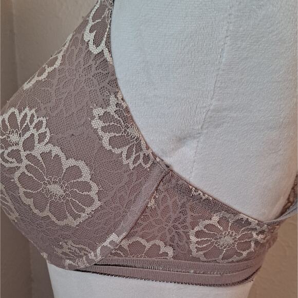Victoria Seacret Lace Coverage Racerback 36D Tan Taupe - Picture 4 of 5